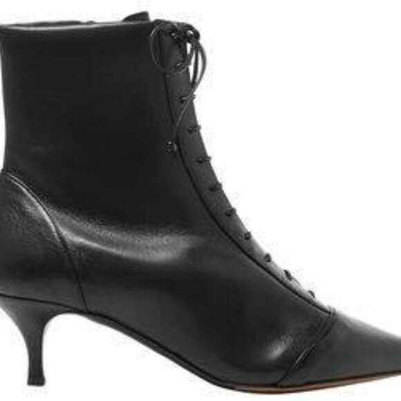 Tabitha Simmons black leather pointy kitten heel boots - Emmet - Picture 2 of 4